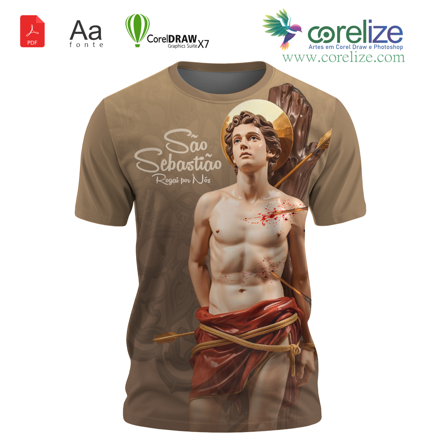 Arte: Arte 04 São Sebastião para sublimação de camiseta