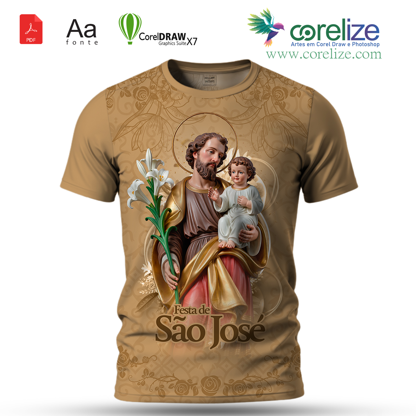 Arte: Arte São José 04 para sublimação de camiseta