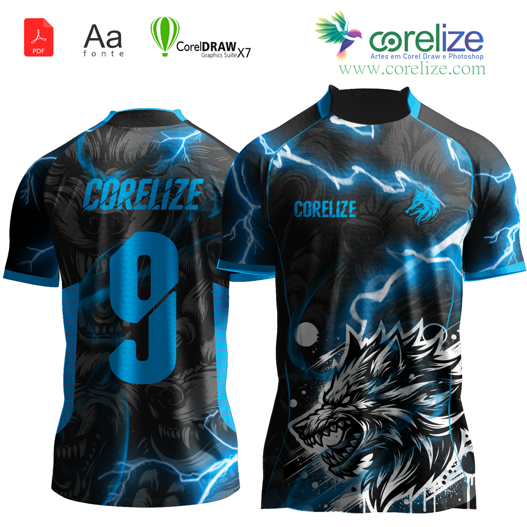 Arte 02 Lobo Dark Raios  para sublimação de camiseta
