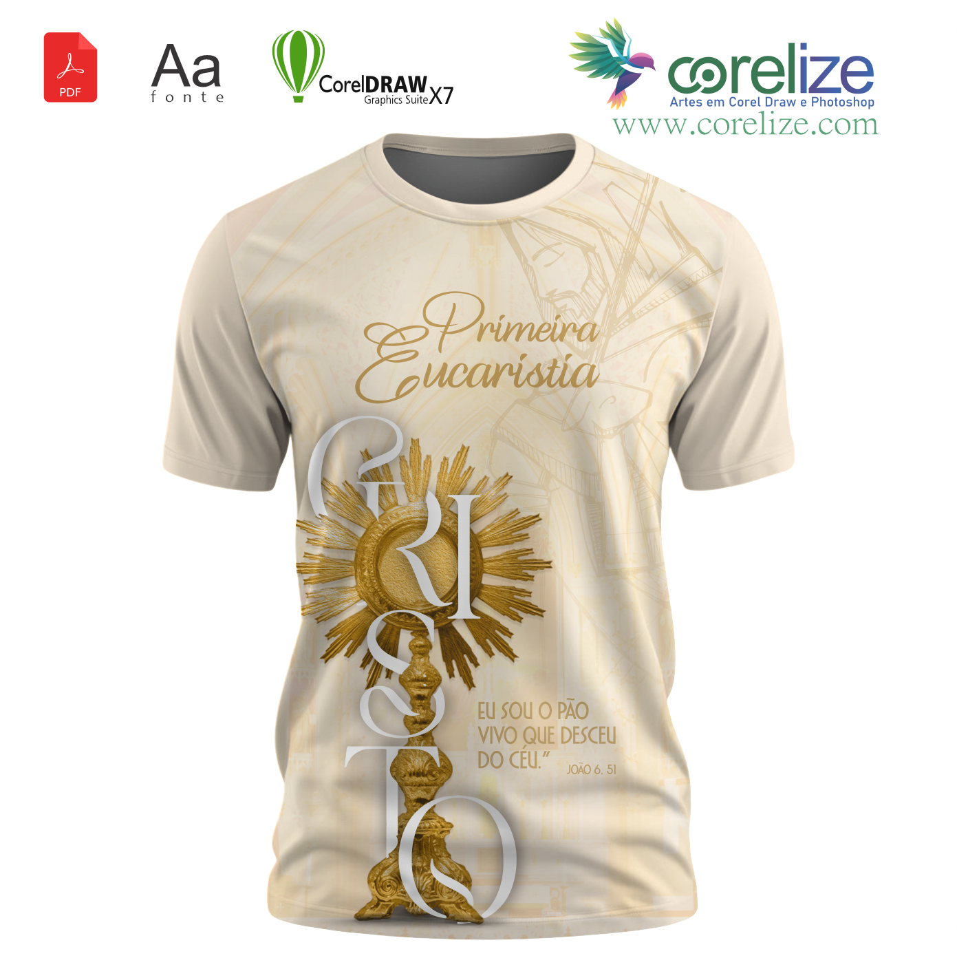 Arte: Arte Primeira Eucaristia 15  para sublimação de camiseta