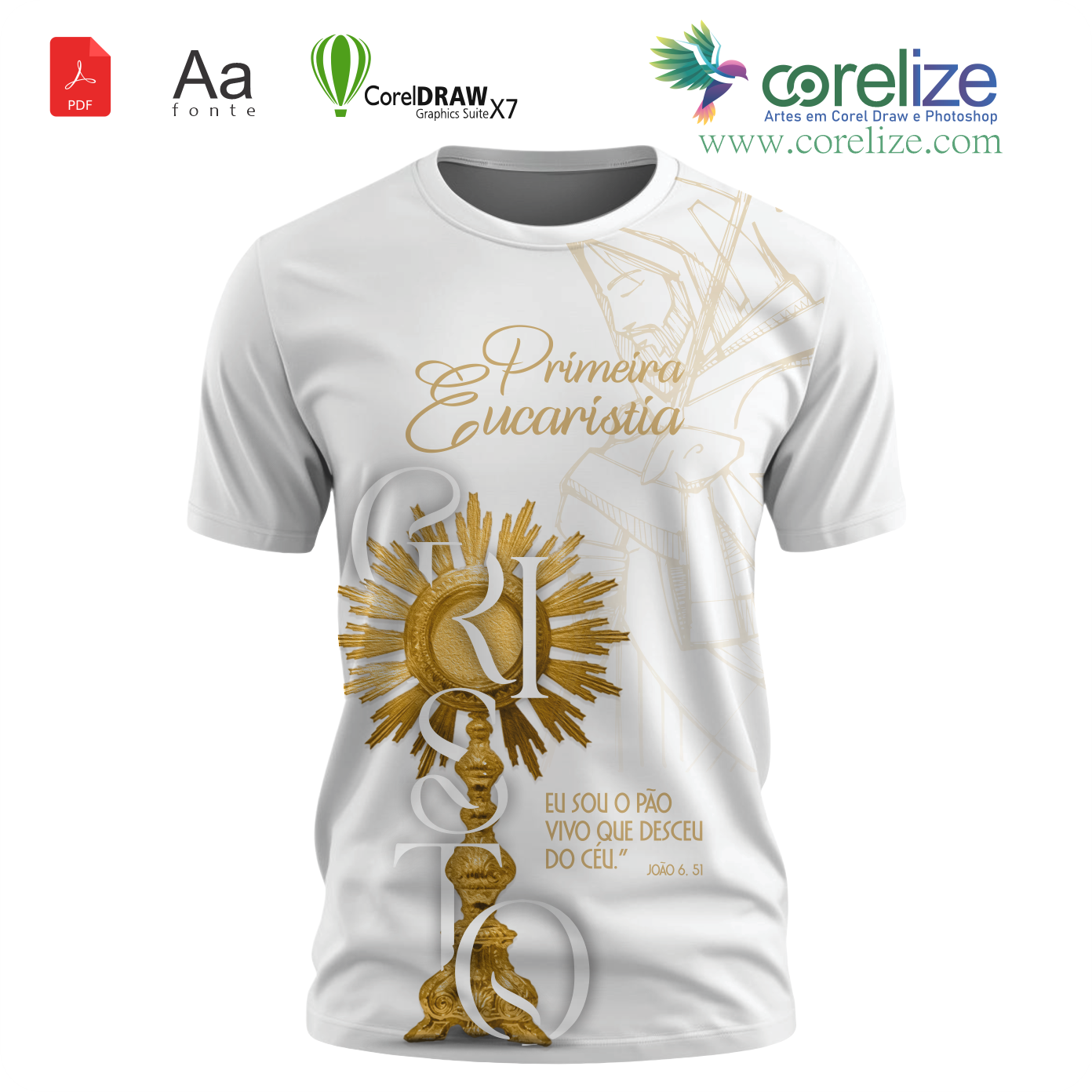 Arte: Arte Primeira Eucaristia 17  para sublimação de camiseta