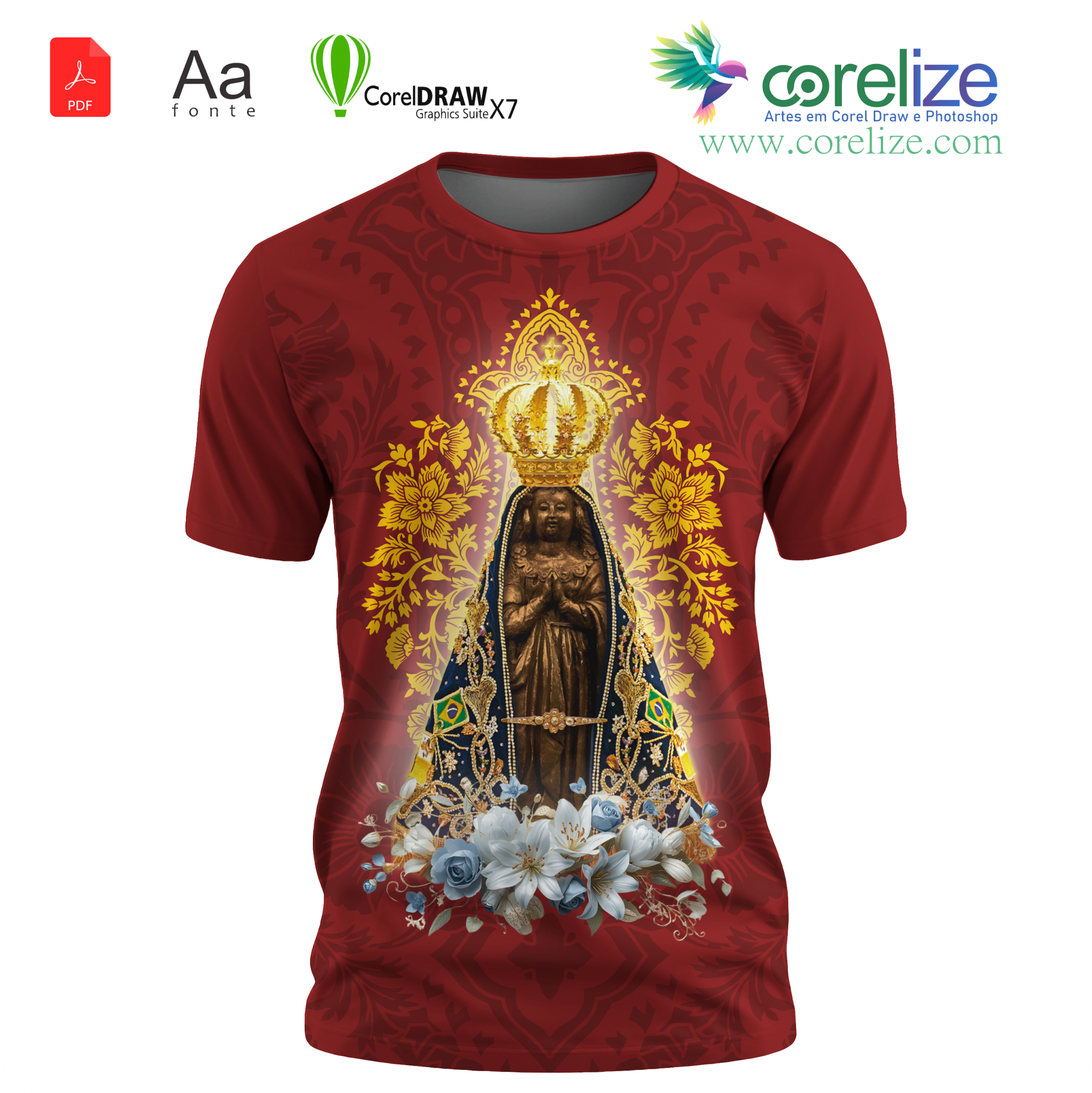 Arte: Arte Nossa Senhora Aparecida 17 para sublimação de camiseta