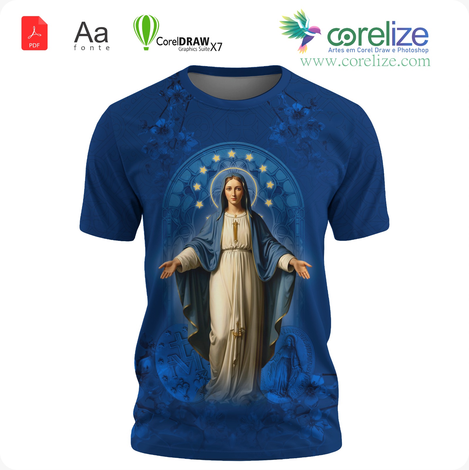 Arte: Arte Nossa Senhora das Graças / Conceição 12 para sublimação de camiseta