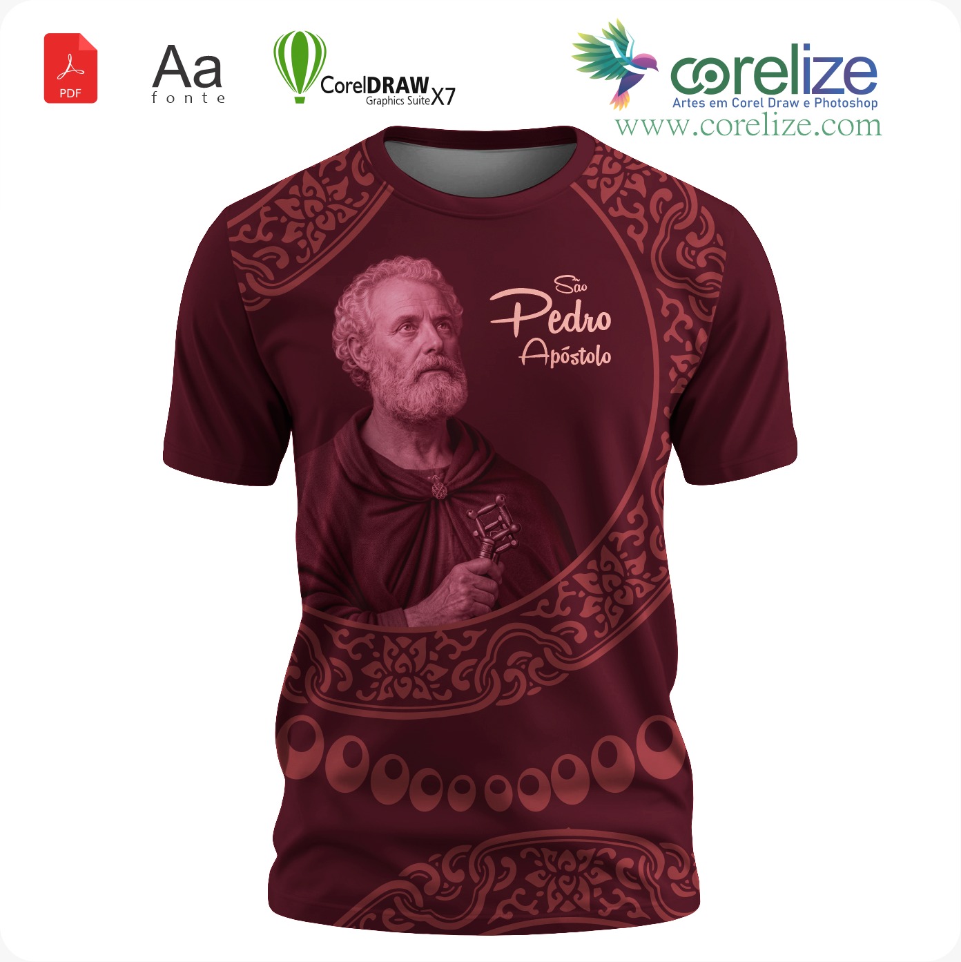 Arte São Pedro 05 para sublimação de camiseta
