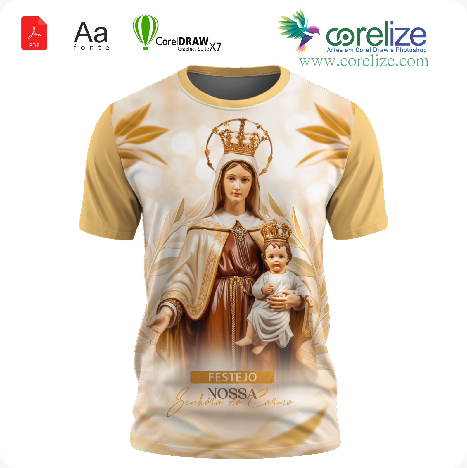 Arte: Arte 07 Nossa Senhora do Carmo para sublimação de camiseta